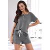 imageWIHOLL Two Piece Outfits for Women Lounge Sets Button Down Top and Shorts Set Sweatsuits with PocketsShort Sleeve  Grey
