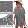 imageWIHOLL Two Piece Outfits for Women Lounge Sets Button Down Top and Shorts Set Sweatsuits with PocketsShort Sleeve  Grey