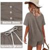 imageWIHOLL Two Piece Outfits for Women Lounge Sets Button Down Top and Shorts Set Sweatsuits with PocketsShort Sleeve  Khaki