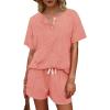 imageWIHOLL Two Piece Outfits for Women Lounge Sets Button Down Top and Shorts Set Sweatsuits with PocketsShort Sleeve  Orange