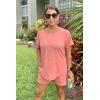imageWIHOLL Two Piece Outfits for Women Lounge Sets Button Down Top and Shorts Set Sweatsuits with PocketsShort Sleeve  Orange