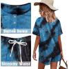 imageWIHOLL Two Piece Outfits for Women Lounge Sets Button Down Top and Shorts Set Sweatsuits with PocketsShort Sleeve  Tie Dye Blue