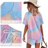 imageWIHOLL Two Piece Outfits for Women Lounge Sets Button Down Top and Shorts Set Sweatsuits with PocketsShort Sleeve  Tie Dye Pink