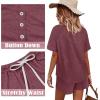 imageWIHOLL Two Piece Outfits for Women Lounge Sets Button Down Top and Shorts Set Sweatsuits with PocketsShort Sleeve Dark Red