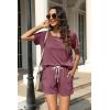 imageWIHOLL Two Piece Outfits for Women Lounge Sets Button Down Top and Shorts Set Sweatsuits with PocketsShort Sleeve Dark Red