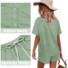 imageWIHOLL Two Piece Outfits for Women Lounge Sets Button Down Top and Shorts Set Sweatsuits with PocketsShort Sleeve Light Green