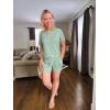 imageWIHOLL Two Piece Outfits for Women Lounge Sets Button Down Top and Shorts Set Sweatsuits with PocketsShort Sleeve Light Green