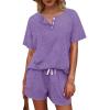 imageWIHOLL Two Piece Outfits for Women Lounge Sets Button Down Top and Shorts Set Sweatsuits with PocketsShort Sleeve Mauve