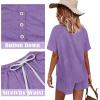 imageWIHOLL Two Piece Outfits for Women Lounge Sets Button Down Top and Shorts Set Sweatsuits with PocketsShort Sleeve Mauve