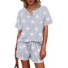 imageWIHOLL Two Piece Outfits for Women Lounge Sets Button Down Top and Shorts Set Sweatsuits with PocketsStar Printgrey