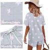 imageWIHOLL Two Piece Outfits for Women Lounge Sets Button Down Top and Shorts Set Sweatsuits with PocketsStar Printgrey