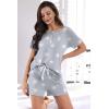 imageWIHOLL Two Piece Outfits for Women Lounge Sets Button Down Top and Shorts Set Sweatsuits with PocketsStar Printgrey