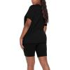 imageWIHOLL Two Piece Outfits for Women Short Sleeve V Neck Biker Shorts Set1black