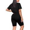 imageWIHOLL Two Piece Outfits for Women Short Sleeve V Neck Biker Shorts Set1black