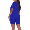 imageWIHOLL Two Piece Outfits for Women Short Sleeve V Neck Biker Shorts Set1blue
