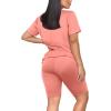 imageWIHOLL Two Piece Outfits for Women Short Sleeve V Neck Biker Shorts Set1coral Pink