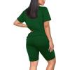 imageWIHOLL Two Piece Outfits for Women Short Sleeve V Neck Biker Shorts Set1green