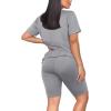 imageWIHOLL Two Piece Outfits for Women Short Sleeve V Neck Biker Shorts Set1grey