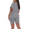imageWIHOLL Two Piece Outfits for Women Short Sleeve V Neck Biker Shorts Set1grey