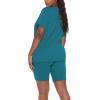 imageWIHOLL Two Piece Outfits for Women Short Sleeve V Neck Biker Shorts Set1turquoise