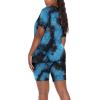 imageWIHOLL Two Piece Outfits for Women Short Sleeve V Neck Biker Shorts Set2blue Black