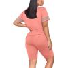 imageWIHOLL Two Piece Outfits for Women Short Sleeve V Neck Biker Shorts Set3coral Pink