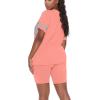 imageWIHOLL Two Piece Outfits for Women Short Sleeve V Neck Biker Shorts Set3coral Pink