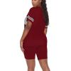 imageWIHOLL Two Piece Outfits for Women Short Sleeve V Neck Biker Shorts Set3wine Red