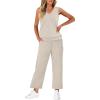 imageWIHOLL Two Piece Set for Women Summer Outfits Vacation Trendy Lounge Sets V Neck Matching SetsBeige