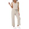 imageWIHOLL Two Piece Set for Women Summer Outfits Vacation Trendy Lounge Sets V Neck Matching SetsBeige