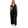 imageWIHOLL Two Piece Set for Women Summer Outfits Vacation Trendy Lounge Sets V Neck Matching SetsBlack
