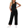 imageWIHOLL Two Piece Set for Women Summer Outfits Vacation Trendy Lounge Sets V Neck Matching SetsBlack