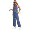 imageWIHOLL Two Piece Set for Women Summer Outfits Vacation Trendy Lounge Sets V Neck Matching SetsBlue