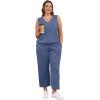 imageWIHOLL Two Piece Set for Women Summer Outfits Vacation Trendy Lounge Sets V Neck Matching SetsBlue