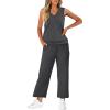 imageWIHOLL Two Piece Set for Women Summer Outfits Vacation Trendy Lounge Sets V Neck Matching SetsDeep Grey