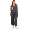 imageWIHOLL Two Piece Set for Women Summer Outfits Vacation Trendy Lounge Sets V Neck Matching SetsDeep Grey
