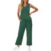 imageWIHOLL Two Piece Set for Women Summer Outfits Vacation Trendy Lounge Sets V Neck Matching SetsGreen