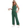 imageWIHOLL Two Piece Set for Women Summer Outfits Vacation Trendy Lounge Sets V Neck Matching SetsGreen