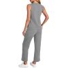 imageWIHOLL Two Piece Set for Women Summer Outfits Vacation Trendy Lounge Sets V Neck Matching SetsGrey