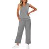 imageWIHOLL Two Piece Set for Women Summer Outfits Vacation Trendy Lounge Sets V Neck Matching SetsGrey