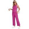 imageWIHOLL Two Piece Set for Women Summer Outfits Vacation Trendy Lounge Sets V Neck Matching SetsHotpink