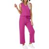 imageWIHOLL Two Piece Set for Women Summer Outfits Vacation Trendy Lounge Sets V Neck Matching SetsHotpink