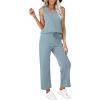 imageWIHOLL Two Piece Set for Women Summer Outfits Vacation Trendy Lounge Sets V Neck Matching SetsLight Blue