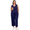 imageWIHOLL Two Piece Set for Women Summer Outfits Vacation Trendy Lounge Sets V Neck Matching SetsNavy