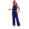 imageWIHOLL Two Piece Set for Women Summer Outfits Vacation Trendy Lounge Sets V Neck Matching SetsNavy