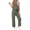 imageWIHOLL Two Piece Set for Women Summer Outfits Vacation Trendy Lounge Sets V Neck Matching SetsOlive Green