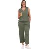 imageWIHOLL Two Piece Set for Women Summer Outfits Vacation Trendy Lounge Sets V Neck Matching SetsOlive Green