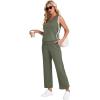 imageWIHOLL Two Piece Set for Women Summer Outfits Vacation Trendy Lounge Sets V Neck Matching SetsOlive Green