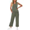 imageWIHOLL Two Piece Set for Women Summer Outfits Vacation Trendy Lounge Sets V Neck Matching SetsOlive Green