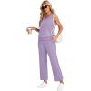 imageWIHOLL Two Piece Set for Women Summer Outfits Vacation Trendy Lounge Sets V Neck Matching SetsPurple